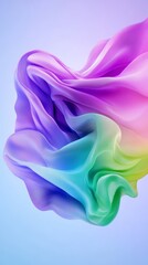 Colorful Flowing Fabric Abstract Design - An abstract representation of flowing fabric in vibrant colors, featuring shades of purple, green, and blue against a soft background.