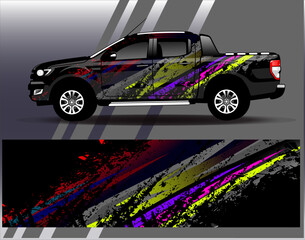 Car wrap design vector. Graphic abstract stripe racing background designs for vehicle, rally, race, adventure and car racing livery