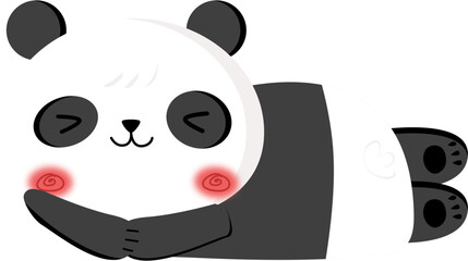 Cute panda bear vector illustration isolated on white background. Cartoon character, hand drawn design. Template for greeting card or poster for nursery-bedroom. Mascot icon