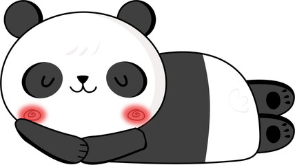 Cute panda bear vector illustration isolated on white background. Cartoon character, hand drawn design. Template for greeting card or poster for nursery-bedroom. Mascot icon