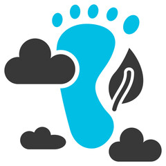 Carbon Footprint Glyph Blue Grey Icon