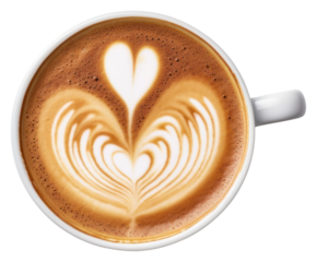PNG Latte art beverage coffee heart.