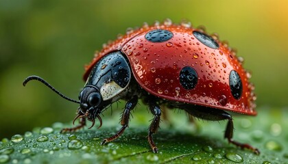 Naklejka premium ladybird on a leaf