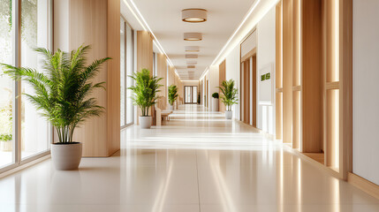 Fototapeta premium Modern Healthcare Facility with Hygiene Protocol Signage and Sterile Design