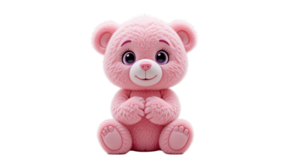 Teddy Bear cute cartoon character animal doll design elements isolated on white transparent background