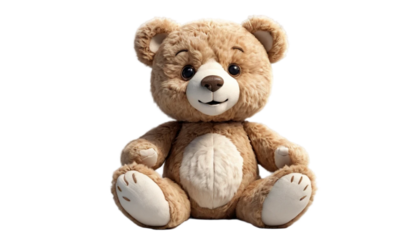 Teddy Bear cute cartoon character animal doll design elements isolated on white transparent background