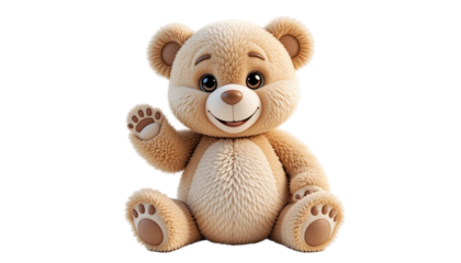 Teddy Bear cute cartoon character animal doll design elements isolated on white transparent background