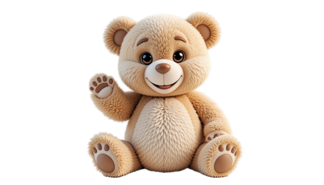 Teddy Bear cute cartoon character animal doll design elements isolated on white transparent background