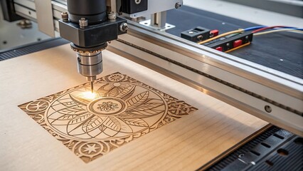 a close up of a laser engraving machine in action on a background