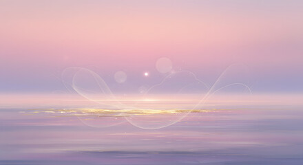 Murmurs of Illumination: Abstract Dawn by the Seaside