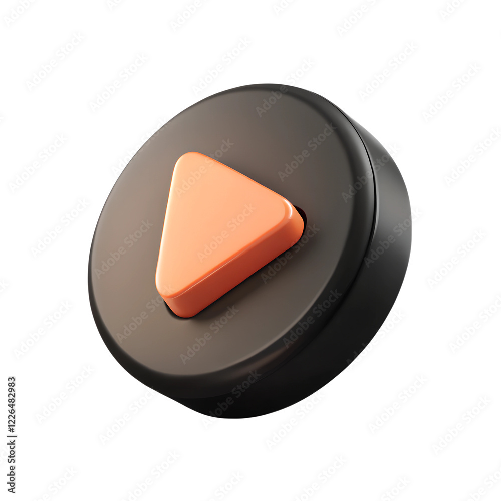 Wall mural plastic black 3d icon of player in a minimalistic style for the interface. player concept button