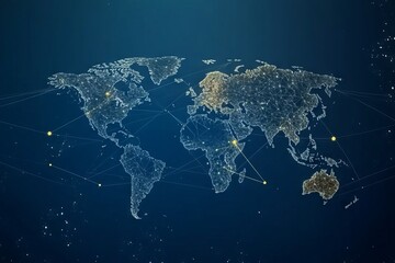 A map of the world with a network of lines connecting the countries