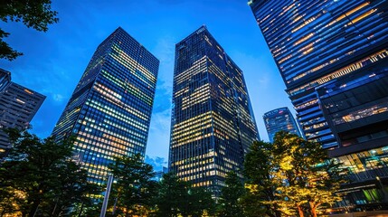 Futuristic Tokyo Neon-Lit Office District