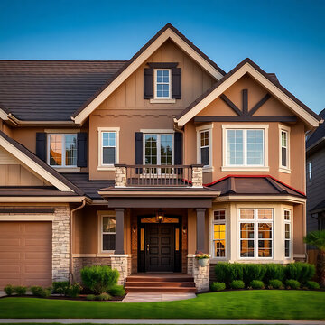 Luxury Home Exterior: Modern Architectural Design, Real Estate Property