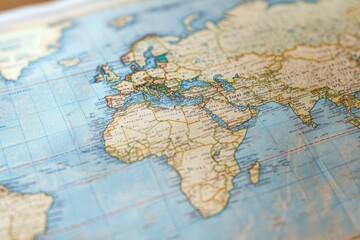 A map of the world with the countries of Europe and Africa