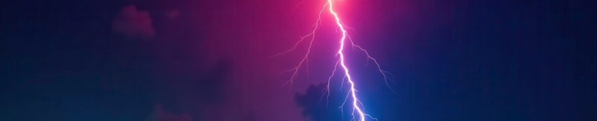 Red and blue lightning bolt against a dark sky, NightTimePhotography, DarkSky