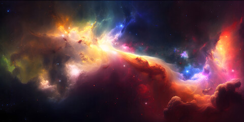 Farbenprächtiger kosmischer Nebel mit leuchtenden Sternen