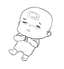 baby has fever digital drawing illustration isolated