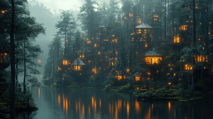 Futuristic forest cityscape