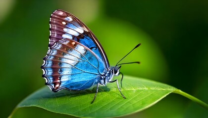 Obraz premium Butterfly on Green Leaf