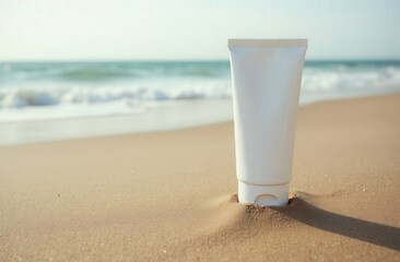 Tube with sun protection on beach