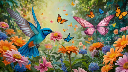 Fototapeta premium blue and yellow flowers