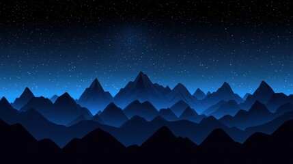 Starry Night Mountain Range: A Serene Nocturnal Landscape