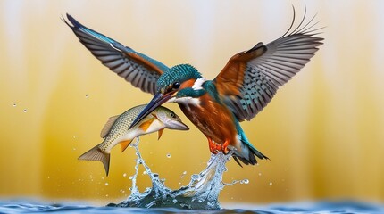 Fototapeta premium Kingfisher Catching Fish