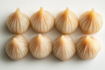 Obraz premium An isolated top view of a charming Indian Modak on a white backdrop. Generative Ai