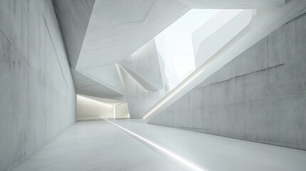 Obraz premium Abstract modern concrete architecture interior with light lines.