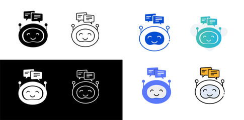 Chatbot AI Icon – Customer Support, Virtual Assistant, and AI Communication Symbol. Editable Stroke and Colors.