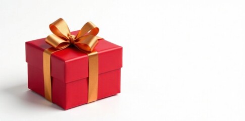 Obraz premium Red and gold gift bow on a white background isolated, gift wrap, gift giving, colorful