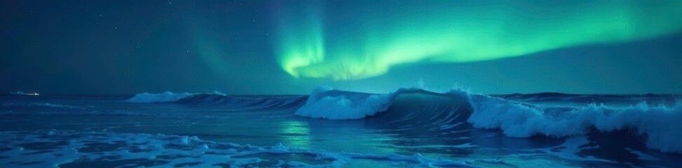 Fototapeta premium Softly glowing waves dance across the night sky, aurora, night scene, gradual fade