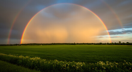 Naklejka premium Rainbow Following the Tempest A Commitment to Serenity 