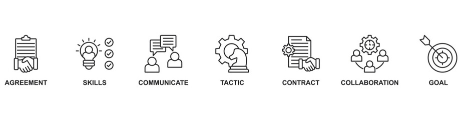 Negotiation icon vector illustration concept with icon of agreement, skills, communicate, tactic, contract, collaboration, goal