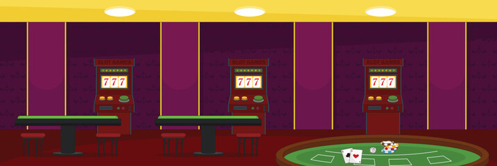 Cute and nice design of casino with furniture and interior objects vector design