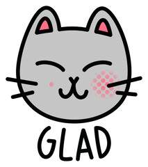 Glad cat with text glad
