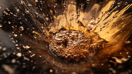 Dynamic Splash of Liquid with Bubbles and High-Contrast Colors