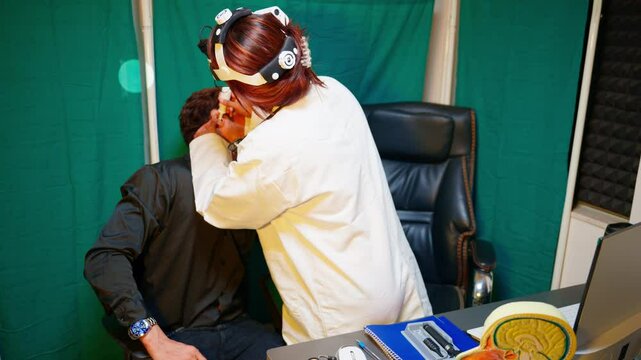 Doctor treats unfits man by putting drops in eardrum