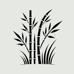Fototapeta premium Bamboo Silhouette in black on a white background