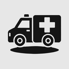 Ambulance silhouette in black on a white background