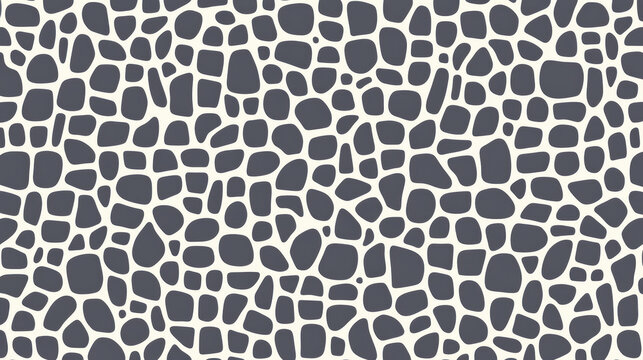 Abstract seamless pattern with irregular dark gray shapes on light background, resembling mosaic or pebble texture, creating modern and organic design