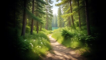 Obraz premium footpath in the forest