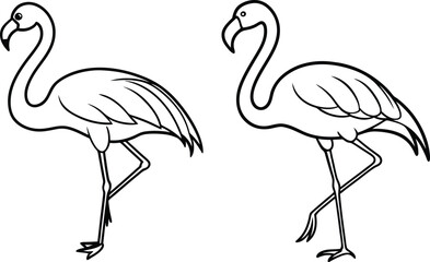 Obraz premium Line Art flamingo standing gracefully on one leg.