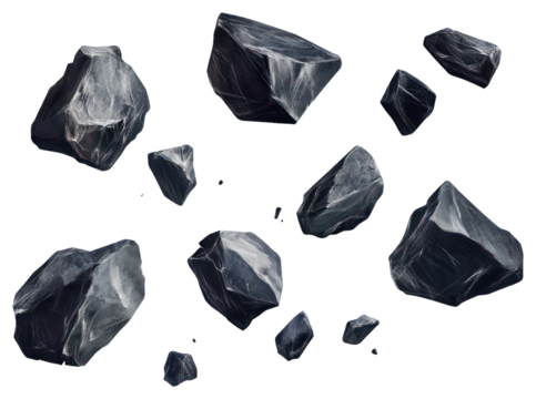 PNG Group of dark rocks art anthracite minimalist.