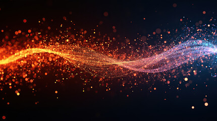Abstract orange particles of optical fiber.