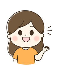 笑顔で話をしている女性のゆるかわイラスト