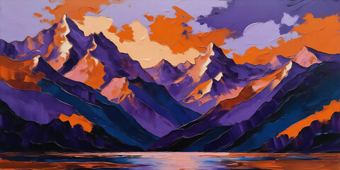 Abstract Painting of Mountains