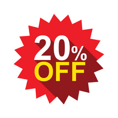 20% discount sticker. 20 percent off. discount price label. 20 percent discount sale design. offer price tag. special offer sale red label. discount sticker, sale. product promo