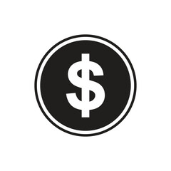 Dollar coin sign. digital currency symbol of US doller. black doller coin. vector design flat gold coin doller. money sign in png, vector illustration